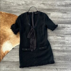 Zara Black Mini Dress with Bow Accent